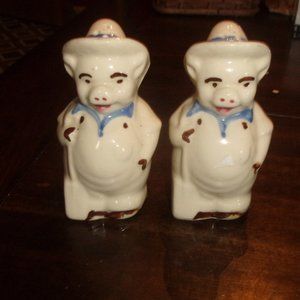 Salt pepper shakers set Shawnee pottery cowboy pigs